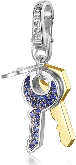 Charm Coccinella In Argento 925 Placcato Oro Rosa – Con 8 Zirconi Bianchi E Smalto Bianco, Lunghezza 21 Mm, Simbolo Di Bellezza E Fortuna